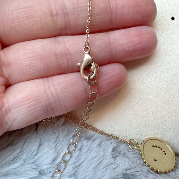 White Enamel Rhinestone Moon Star Charm Necklace - Picture 3 of 4